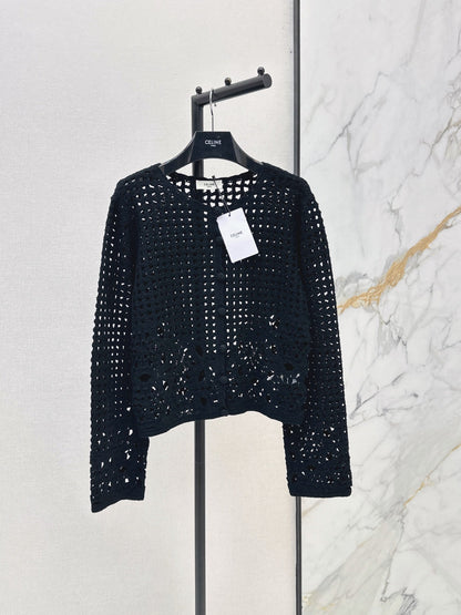 CELINE/🔥Highest Quality🔥26FW New Cut-out Crochet Knit Cardigan 🖤