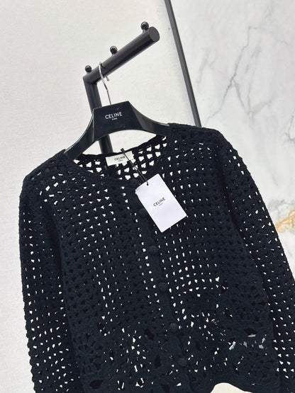 CELINE/🔥Highest Quality🔥26FW New Cut-out Crochet Knit Cardigan 🖤