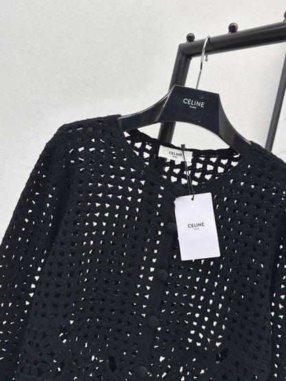 CELINE/🔥Highest Quality🔥26FW New Cut-out Crochet Knit Cardigan 🖤