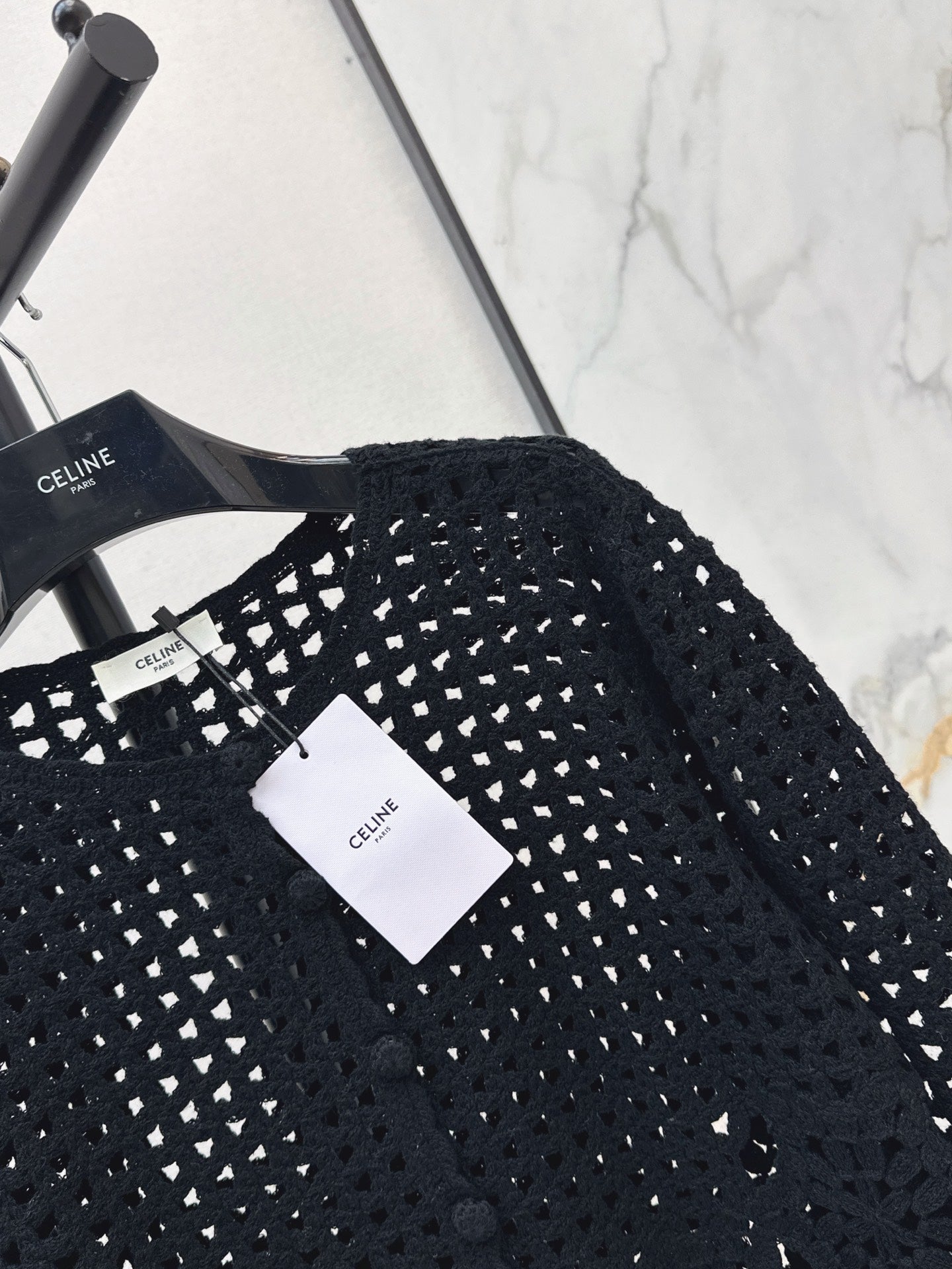 CELINE/🔥Highest Quality🔥26FW New Cut-out Crochet Knit Cardigan 🖤