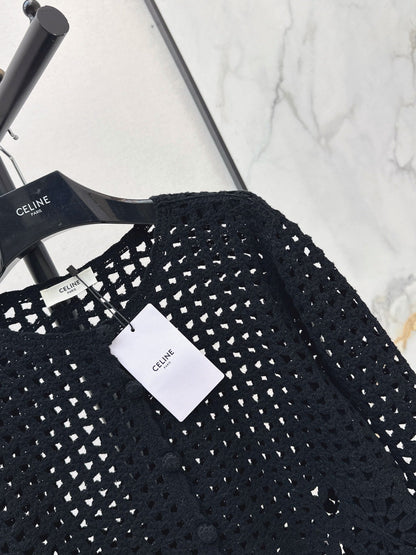CELINE/🔥Highest Quality🔥26FW New Cut-out Crochet Knit Cardigan 🖤