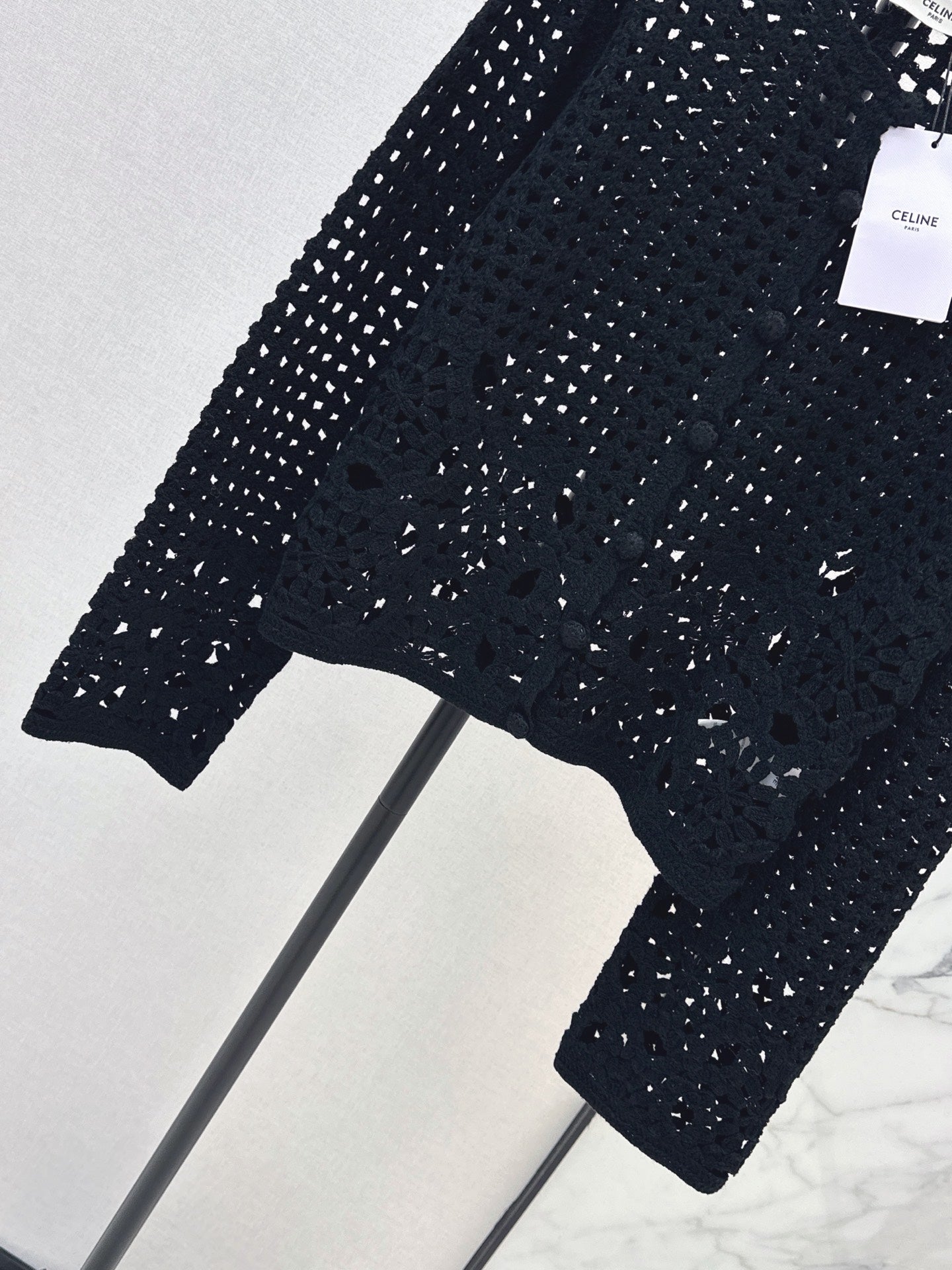 CELINE/🔥Highest Quality🔥26FW New Cut-out Crochet Knit Cardigan 🖤