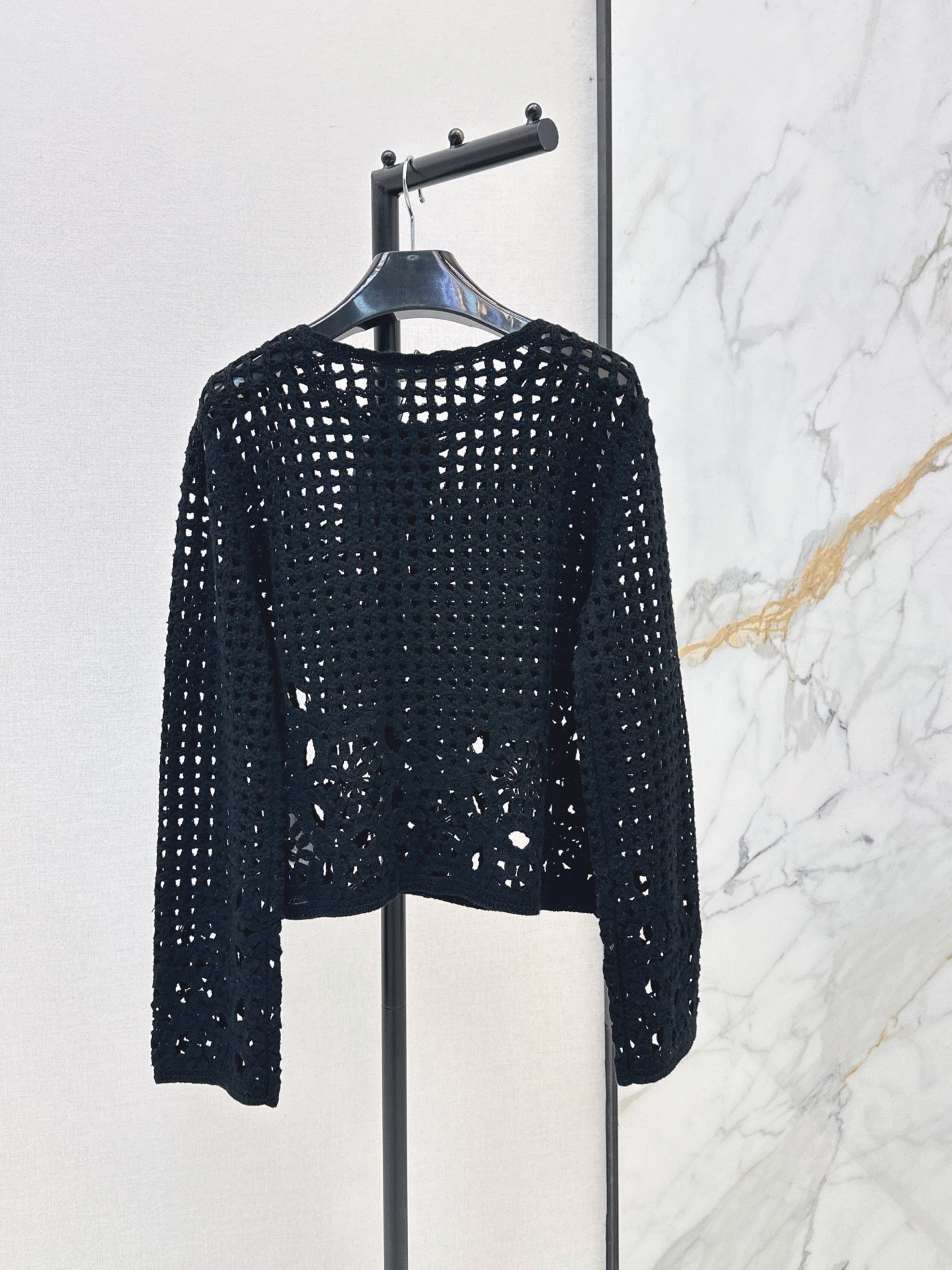 CELINE/🔥Highest Quality🔥26FW New Cut-out Crochet Knit Cardigan 🖤
