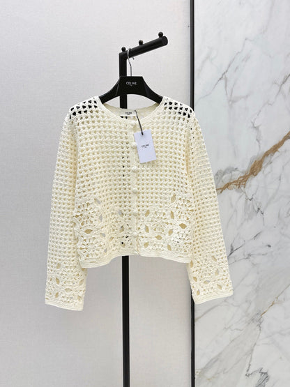 CELINE/🔥Highest Quality🔥26FW New Cut-out Crochet Knit Cardigan 🖤