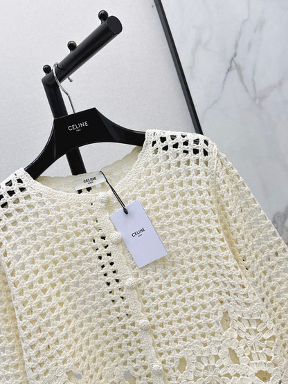 CELINE/🔥Highest Quality🔥26FW New Cut-out Crochet Knit Cardigan 🖤