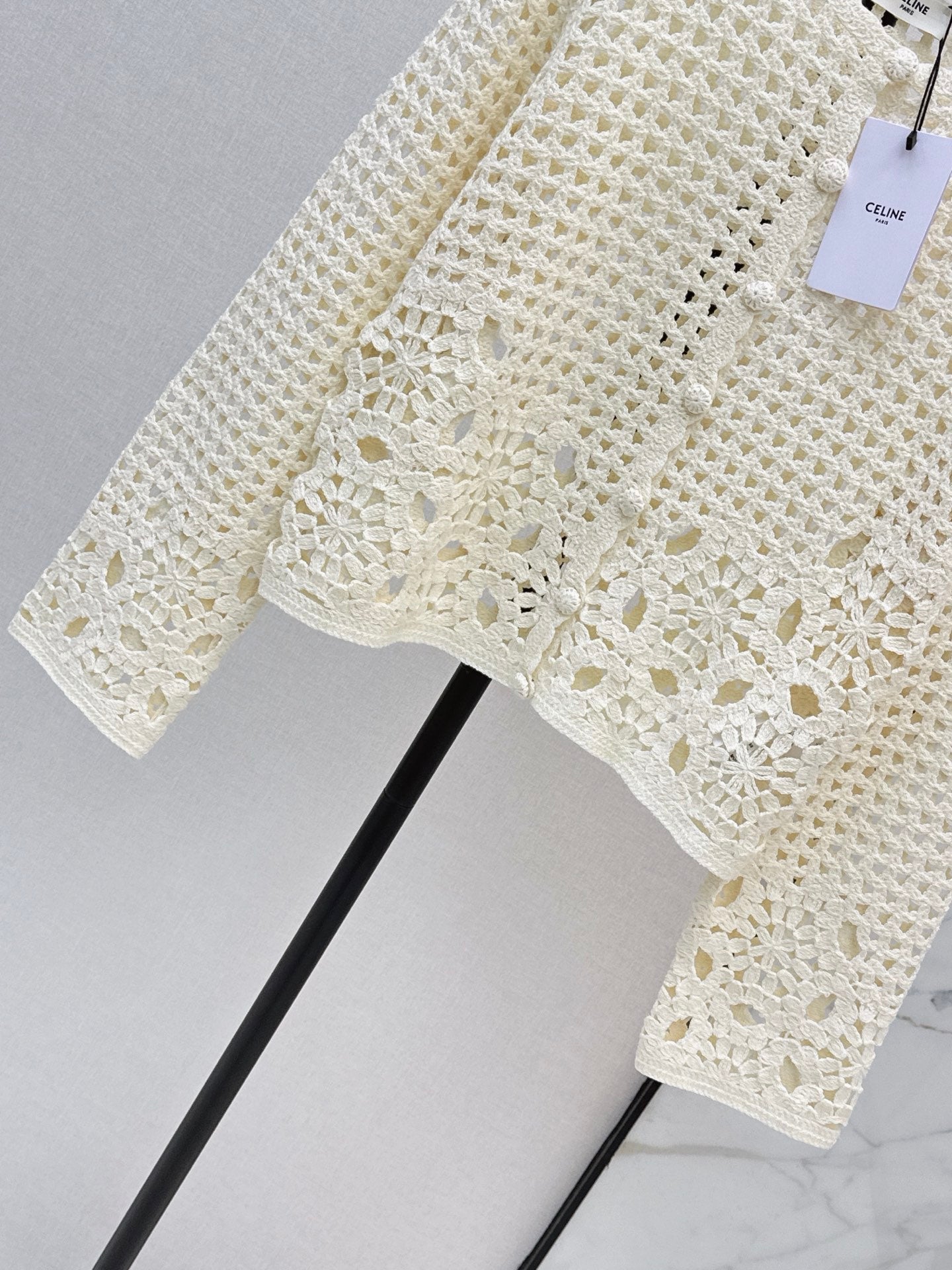 CELINE/🔥Highest Quality🔥26FW New Cut-out Crochet Knit Cardigan 🖤