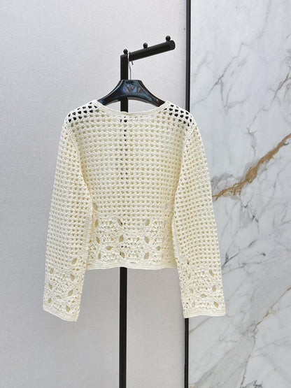 CELINE/🔥Highest Quality🔥26FW New Cut-out Crochet Knit Cardigan 🖤