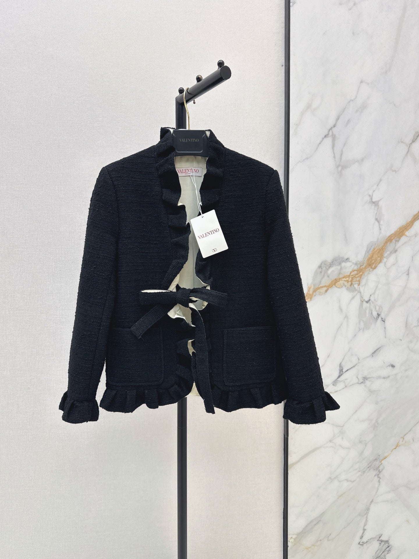 VALENTINO/26FW New Mixed-Color Ruffled Cardigan-Style Jacket 🖤