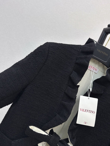 VALENTINO/26FW New Mixed-Color Ruffled Cardigan-Style Jacket 🖤