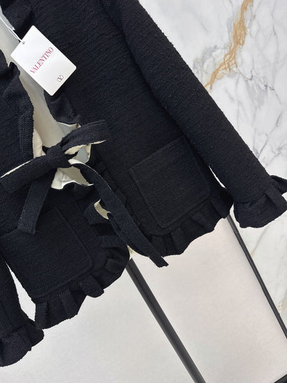 VALENTINO/26FW New Mixed-Color Ruffled Cardigan-Style Jacket 🖤