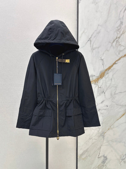 Louis Vuitton/26FW New Hooded Trench Coat with Leather Tab Detail 🖤