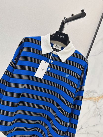 26FW New Striped Long-Sleeve Knit Polo 🩵