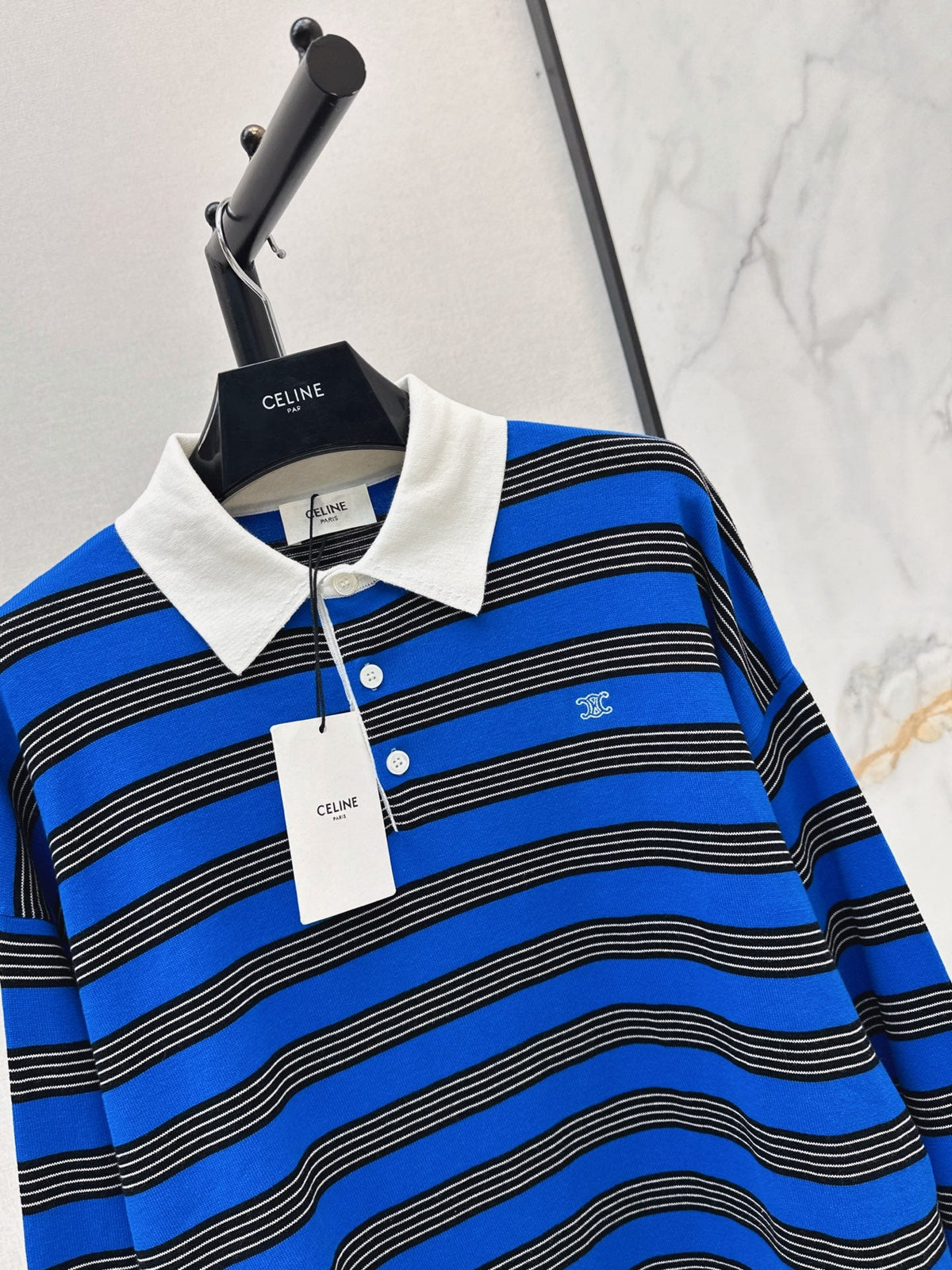 26FW New Striped Long-Sleeve Knit Polo 🩵