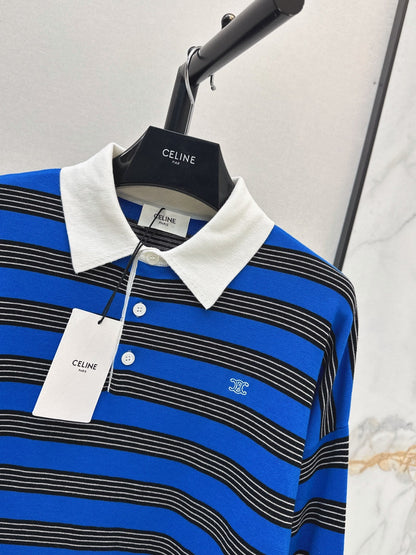 26FW New Striped Long-Sleeve Knit Polo 🩵