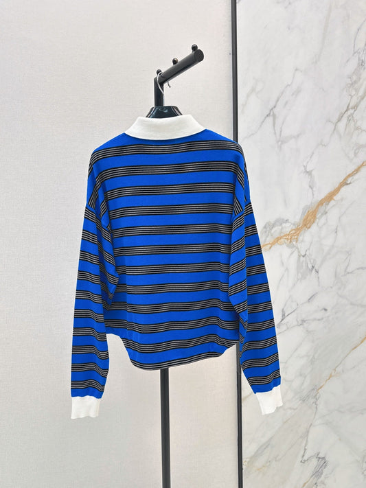 26FW New Striped Long-Sleeve Knit Polo 🩵