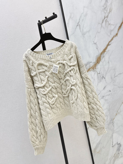 26FW New Cream Pullover Sweater with Woven Logo 🤍