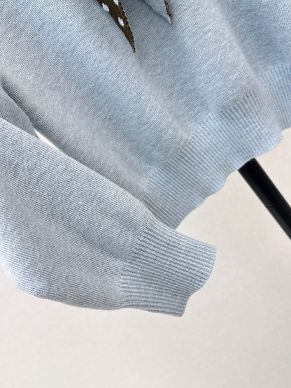 26FW New Bow-Tie V-Neck Cropped Knit Top 🩵