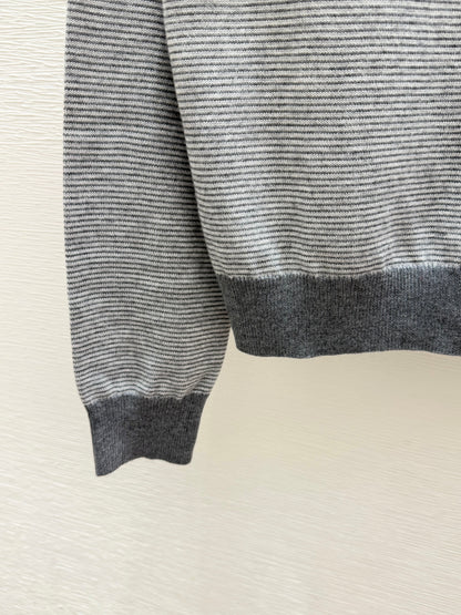 26FW New Color-Block Striped Long-Sleeve Sweater with Collar