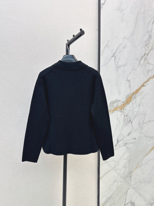26FW New Gold Brooch-Embellished Collared Knit Cardigan 🖤