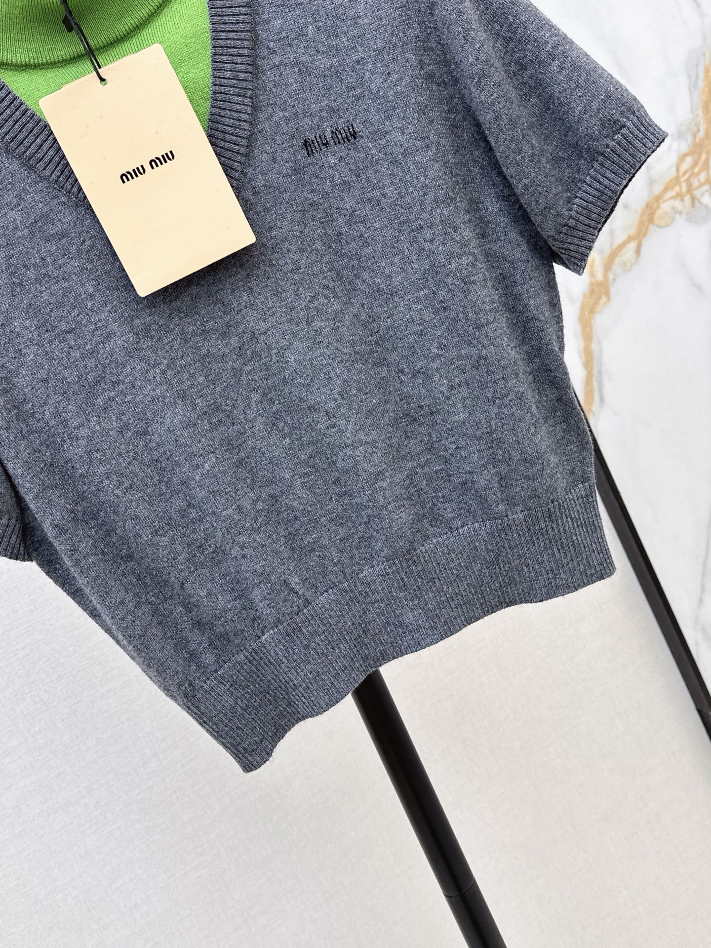 26FW New Mock-Layer High-Neck Cropped Knit Top 🩶