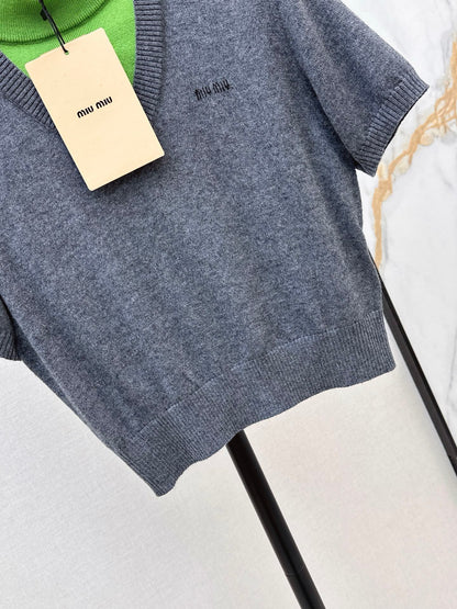 26FW New Mock-Layer High-Neck Cropped Knit Top 🩶