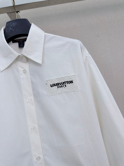 26FW New Cut-out Embroidered Long-Sleeve Shirt with Collar