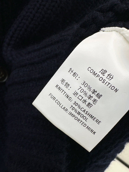 🔥Highest Quality🔥26FW New Cashmere Cardigan with Detachable Mink Collar 🖤